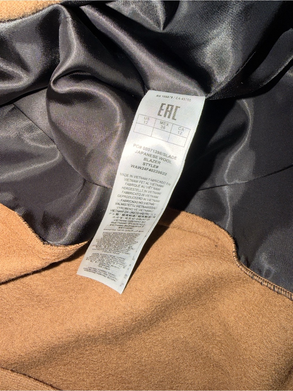 rag & bone Camel Wool-Blend Tailored Button Jacket - Picture 6 of 7